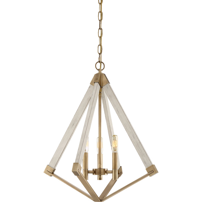 Quoizel 3 Light View Point Foyer Piece, Weathered Brass