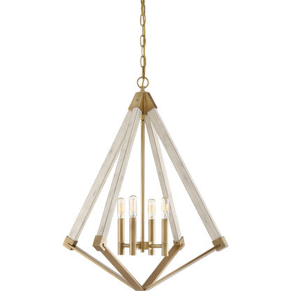 Quoizel 4 Light View Point Foyer Piece, Weathered Brass