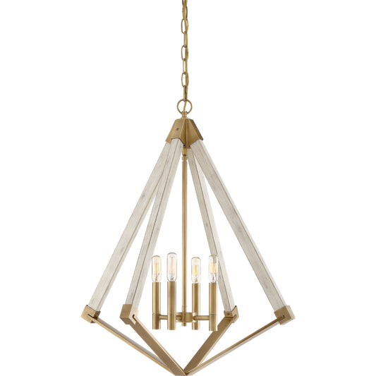 Quoizel 4 Light View Point Foyer Piece, Weathered Brass