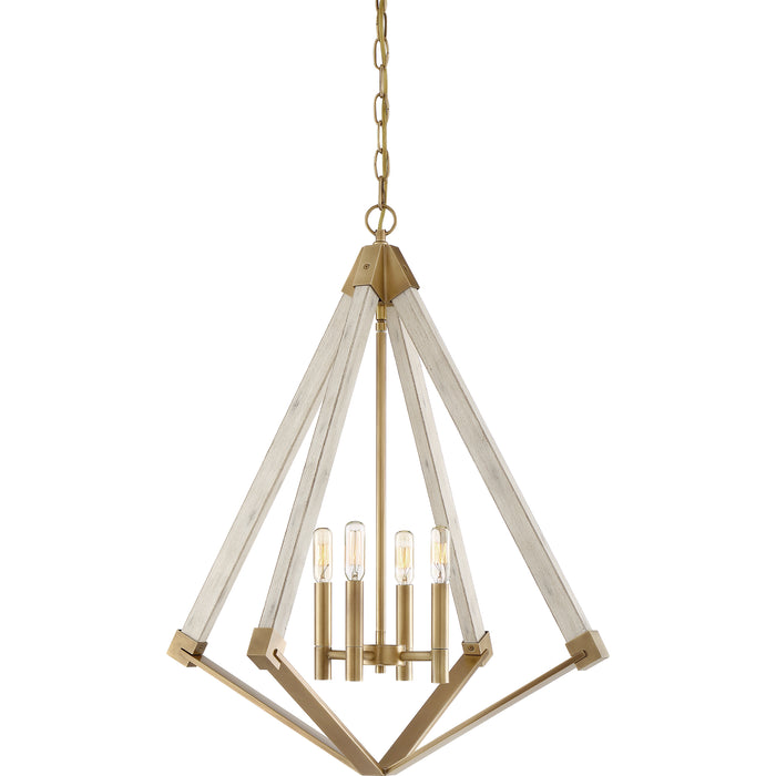Quoizel 4 Light View Point Foyer Piece, Weathered Brass
