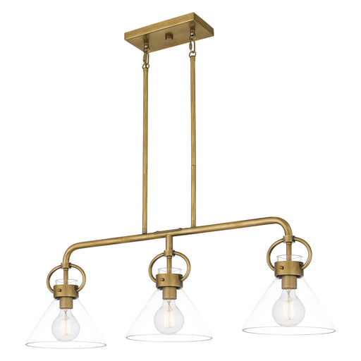 Quoizel Webster 3 Light Chandelier Light, Weathered Brass/Clear - WBS136WS