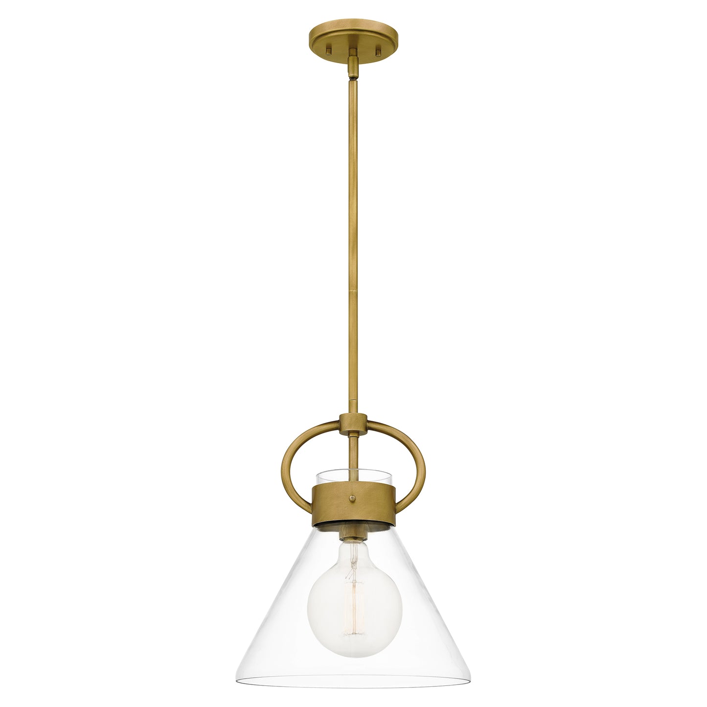 Quoizel Webster 1 Light Mini Pendant, Weathered Brass/Clear - WBS1512WS