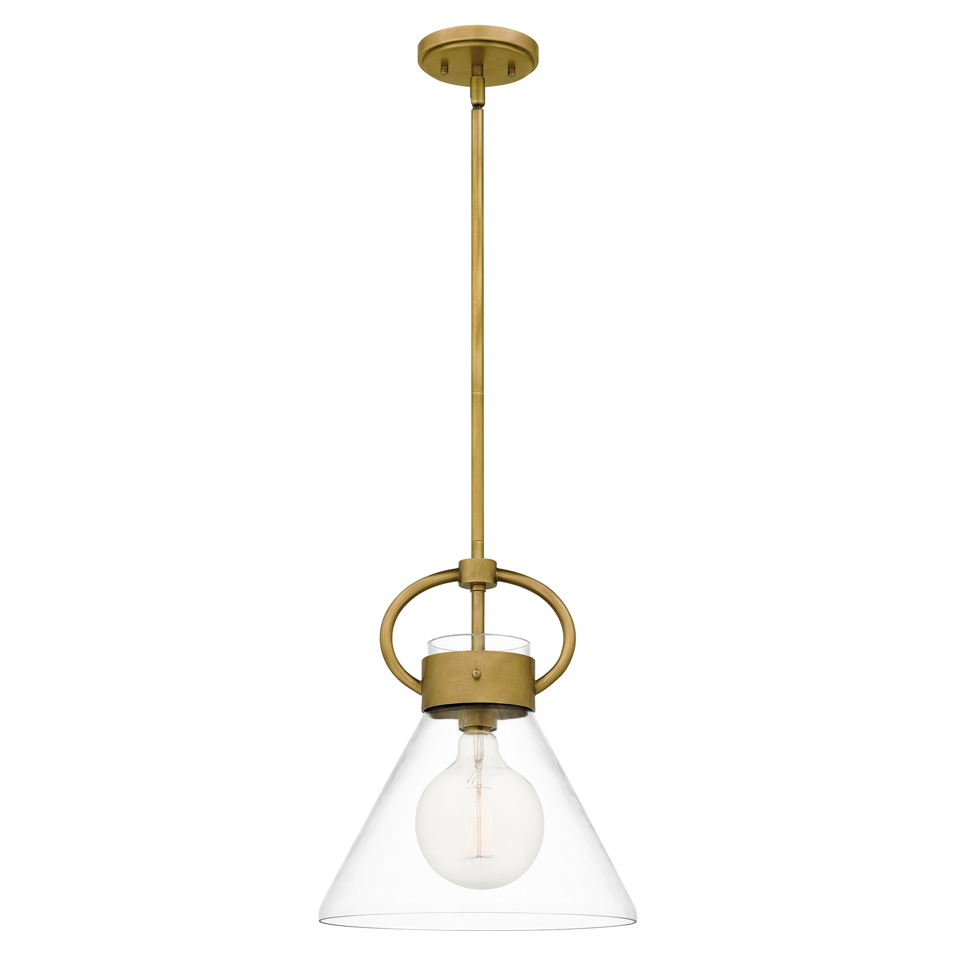 Quoizel Webster 1 Light Mini Pendant, Weathered Brass/Clear - WBS1512WS