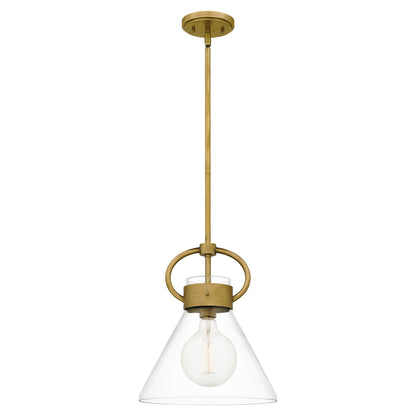 Quoizel Webster 1 Light Mini Pendant, Weathered Brass/Clear - WBS1512WS