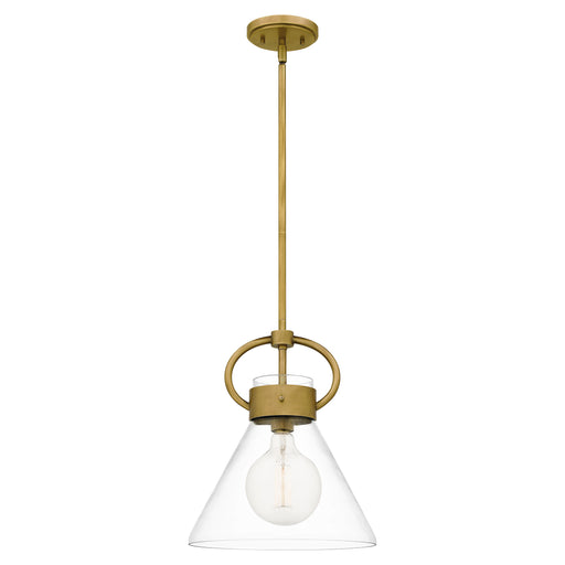 Quoizel Webster 1 Light Mini Pendant, Weathered Brass/Clear - WBS1512WS