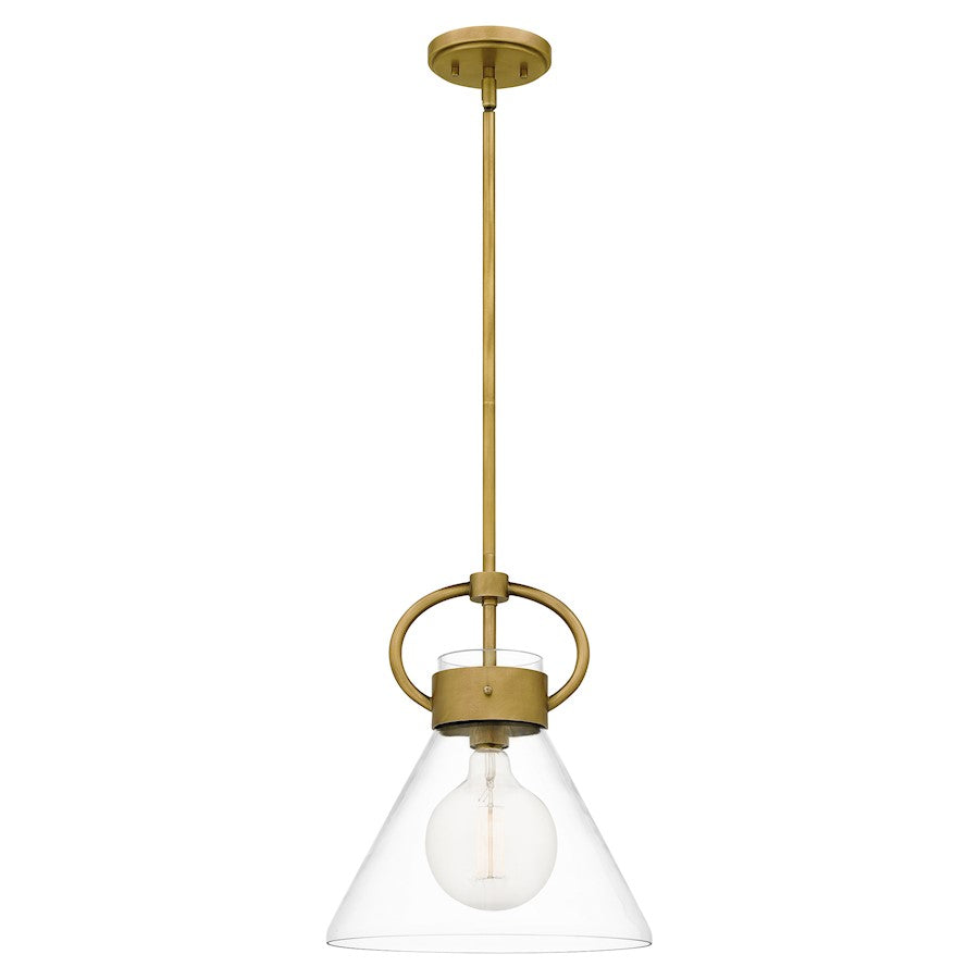 1 Light Mini Pendant, Weathered Brass