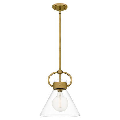 1 Light Mini Pendant, Weathered Brass