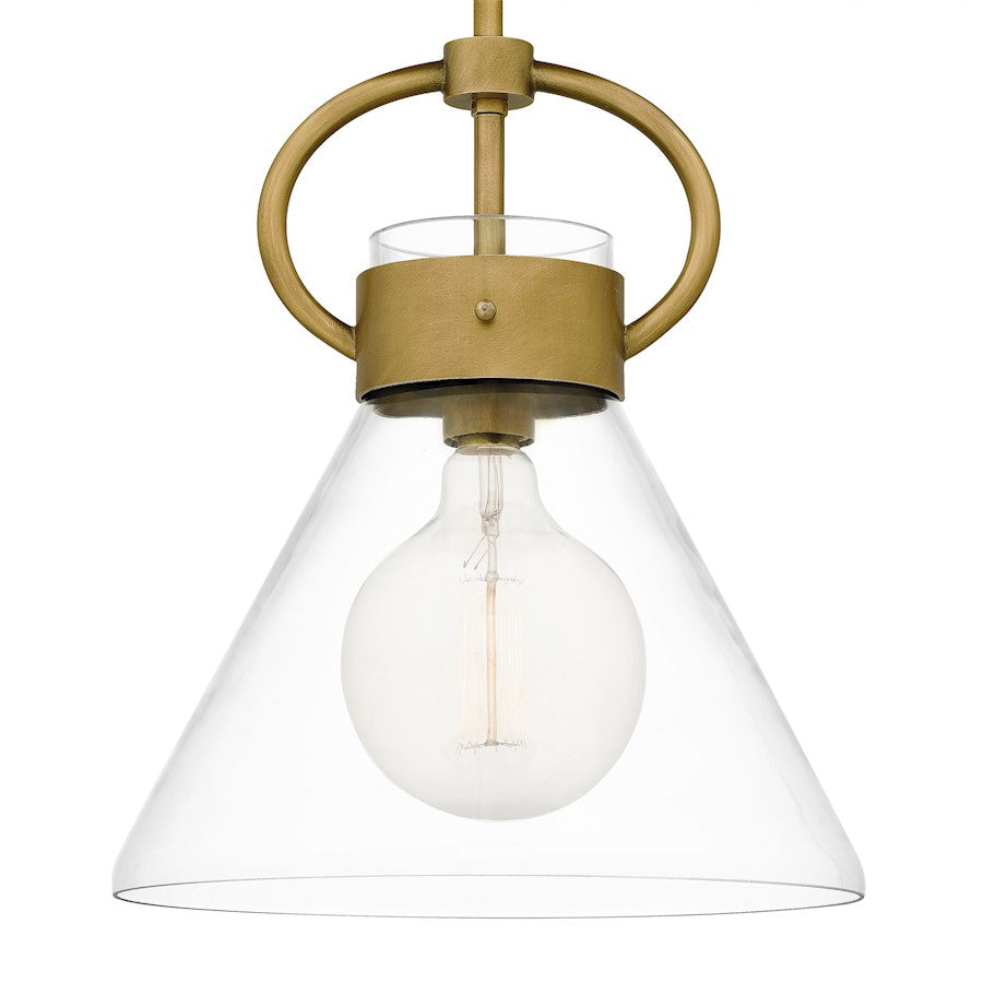 1 Light Mini Pendant, Weathered Brass