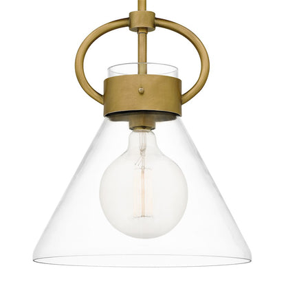 1 Light Mini Pendant, Weathered Brass