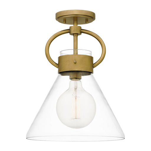 Quoizel Webster 1 Light Semi-Flush Mount, Weathered Brass/Clear - WBS1712WS