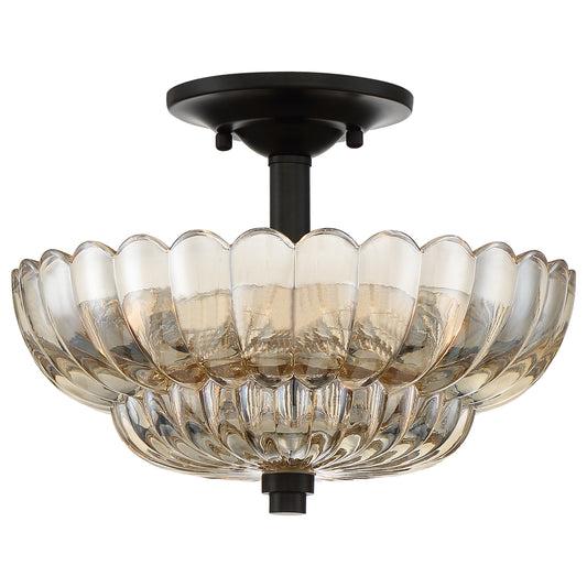 Quoizel Whitecap 3 Light Semi-Flush Mount, Mottled Cocoa