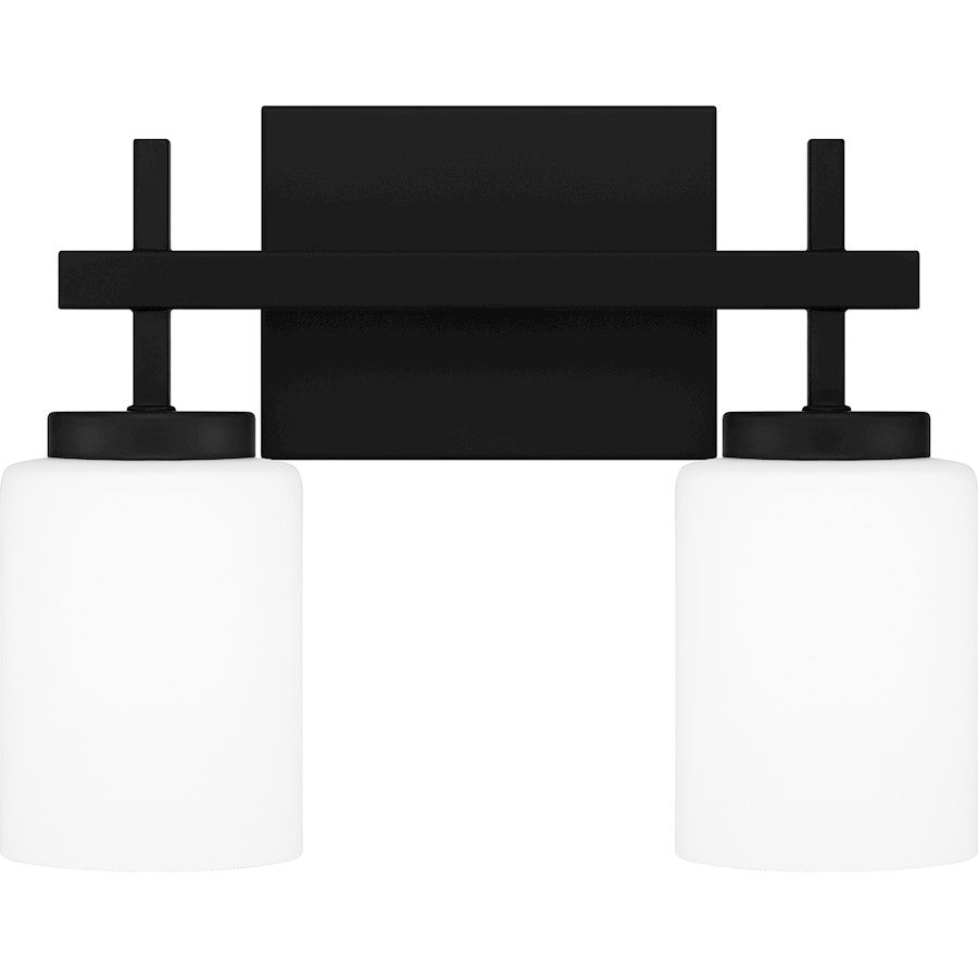 Quoizel Wilburn 2 Light Bath Light, Matte Black/Opal Etched - WLB8613MBK