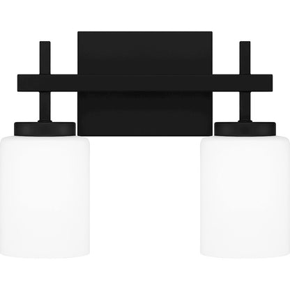 Quoizel Wilburn 2 Light Bath Light, Matte Black/Opal Etched - WLB8613MBK