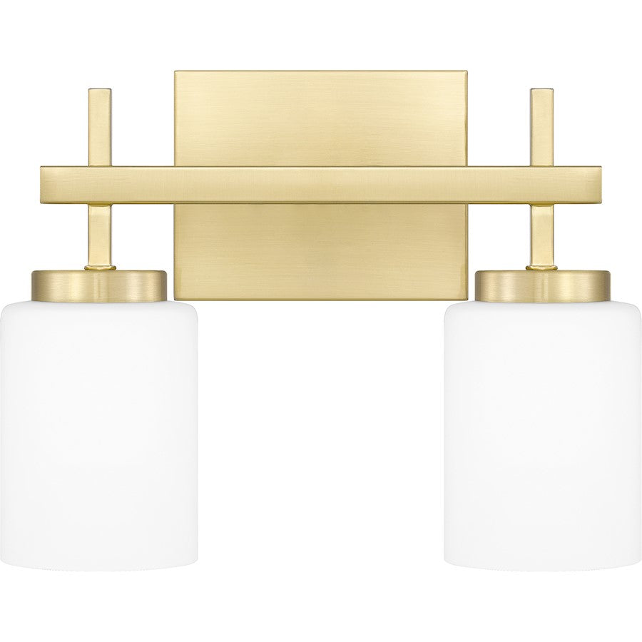 Quoizel Wilburn 2 Light Bath Light, Satin Brass/Opal Etched - WLB8613Y