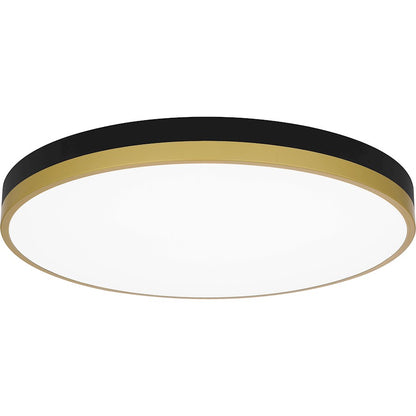 Quoizel Weldin LED 20" Flush Mount, Matte Black Gold/White Acrylic - WLN1620MBKG