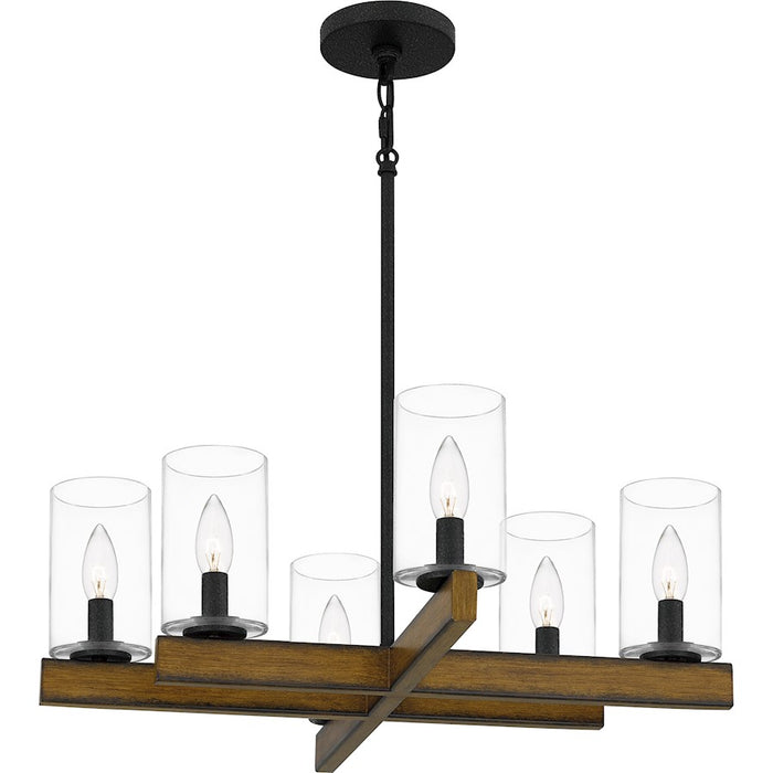 Quoizel Warrington 6 Light Chandelier, Natural Iron/Clear - WRN5024NI