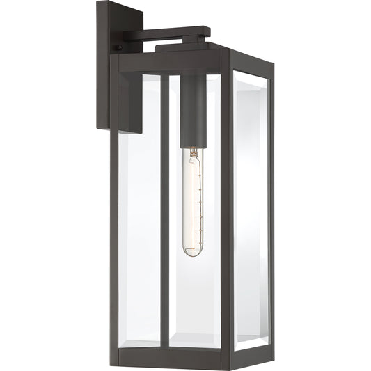 Quoizel Westover 6.5" 1 Light Outdoor Wall Lantern, Bronze/Beveled - WVR8405WT