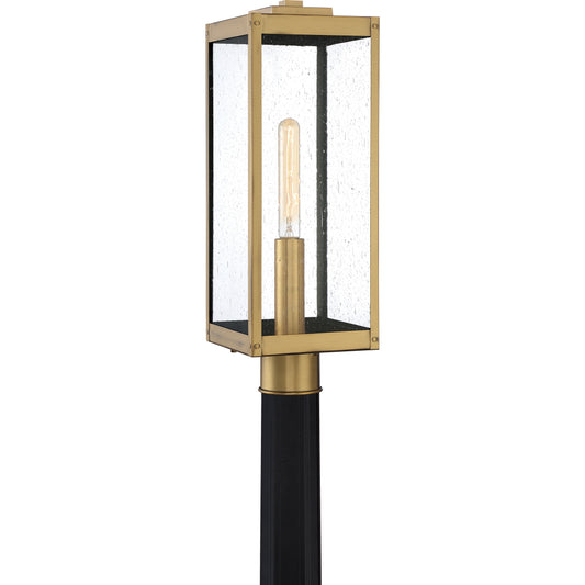 Quoizel Westover 1 Light Outdoor Post Lantern, Antique Brass