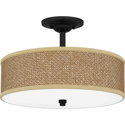 Quoizel 3 Light Zen Semi-Flush Mount, Mystic Black