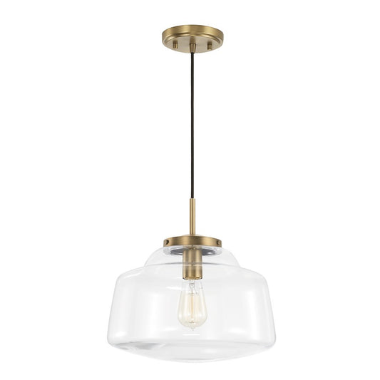 OPEN BOX ITEM: Capital Lighting Dillon 1 Light Pendant in Brass/Clear - 342711AD