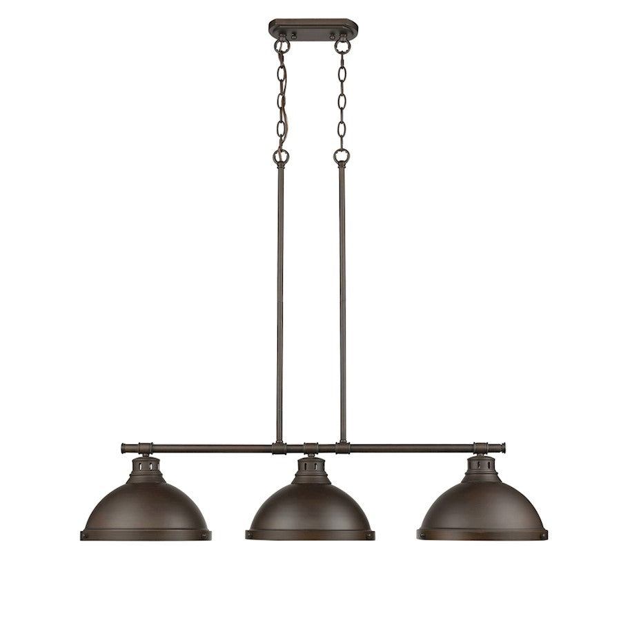 OPEN BOX ITEM: Golden Lighting Duncan 3-Lt Linear Pendant, BZ- 3602-3LPRBZ-RBZ