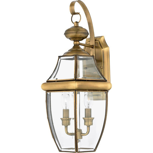 OPEN BOX ITEM: Quoizel 2-Lt Newbury Outdoor Wall Lanterns, Ant Brass - NY8317A