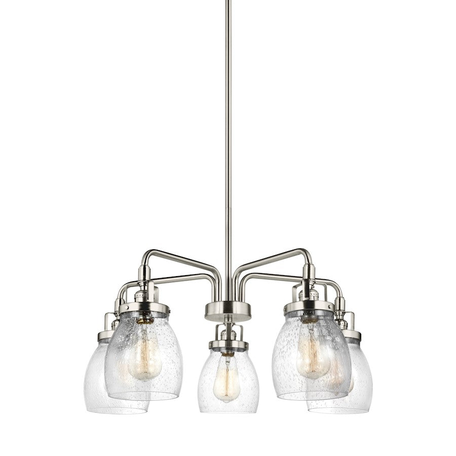 5 Light Chandelier, Brushed Nickel