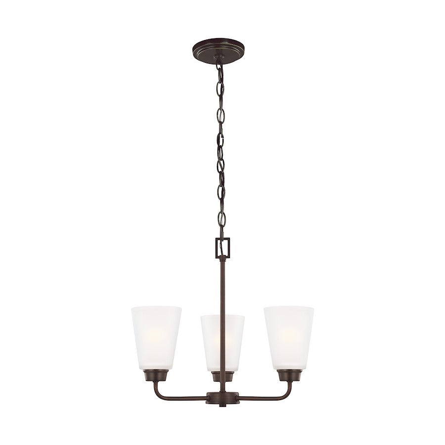 Sea Gull Lighting Kerrville 3 Light Chandelier, Bronze/Satin - 3115203-710