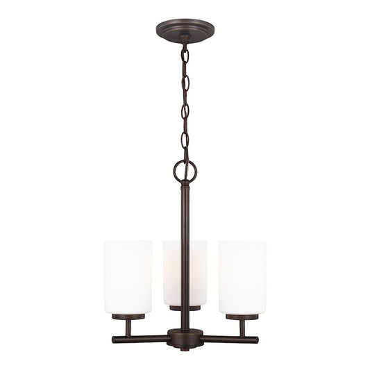 Sea Gull Lighting Oslo 3 Light Chandelier, Burnt Sienna/Cased Opals - 31160-710