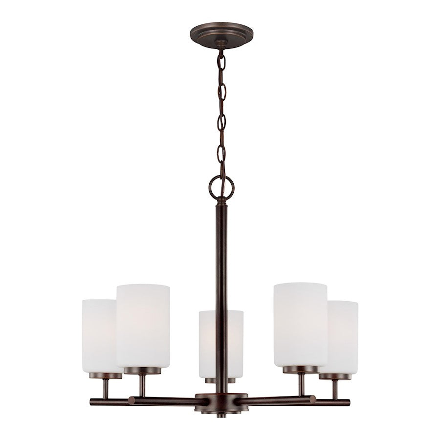 Sea Gull Lighting Oslo 5 Light Chandelier, Burnt Sienna/Cased Opals - 31161-710