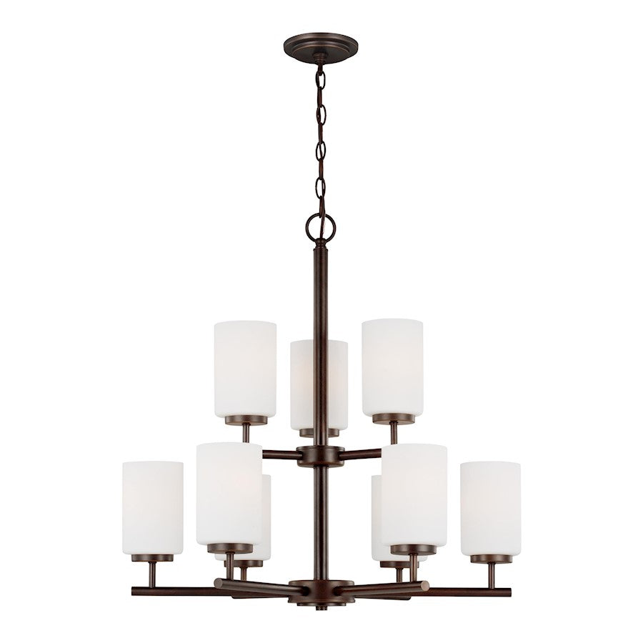 Sea Gull Oslo 9 Light 26" Chandelier, Burnt Sienna/Cased Opals - 31162-710