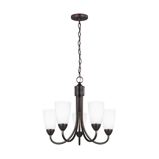 Sea Gull Lighting Seville 5 LT Chandelier, Bronze/Etched/White - 3120205EN3-710