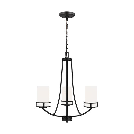 Sea Gull Robie 3 Light Chandelier, Midnight Black/Etched/White - 3121603-112