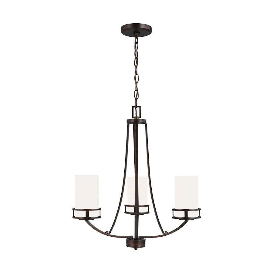 Sea Gull Robie 3 Light Chandelier, Burnt Sienna/Etched/White - 3121603-710