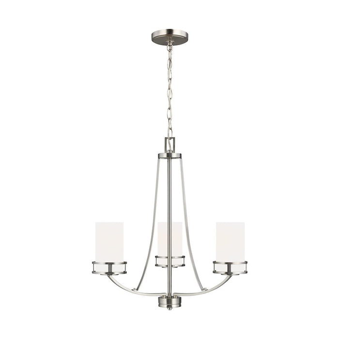 Sea Gull Robie 3 Light Chandelier, Brushed Nickel/Etched/White - 3121603-962