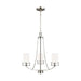 Sea Gull Robie 3 Light Chandelier, Brushed Nickel/Etched/White - 3121603-962