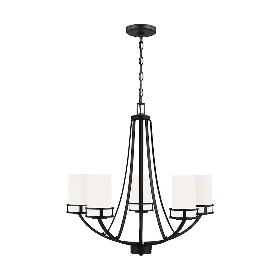 Sea Gull Robie 5 Light Chandelier, Midnight Black/Etched/White - 3121605-112