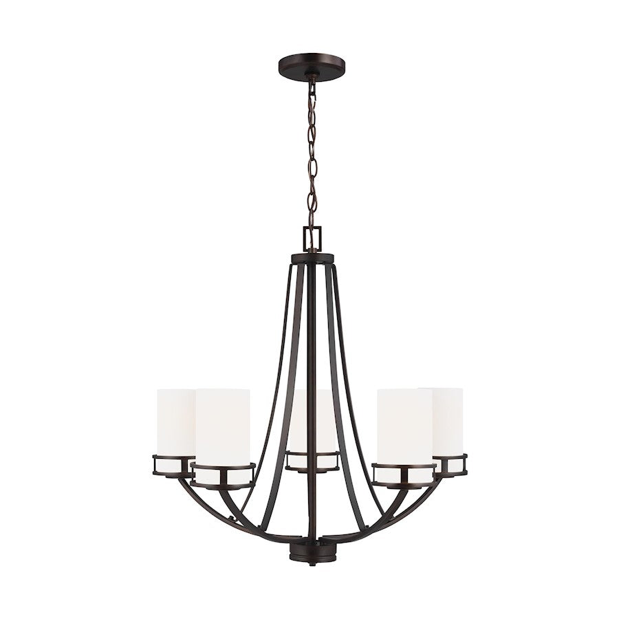 Sea Gull Robie 5 Light Chandelier, Burnt Sienna/Etched/White - 3121605-710