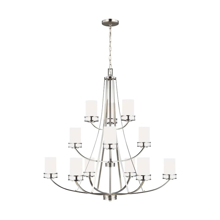 Sea Gull Robie 12 Light Chandelier, Brushed Nickel/Etched/White - 3121612-962
