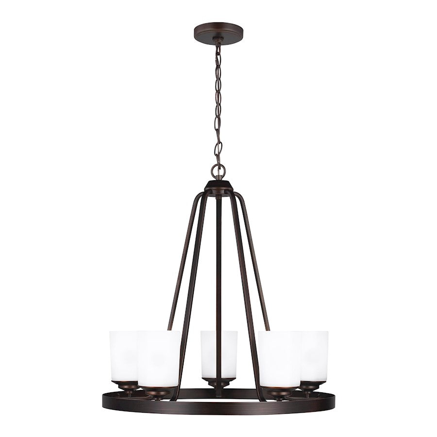 Sea Gull Kemal 5 Light 24" Chandelier, Burnt Sienna/Etched/White - 3130705-710