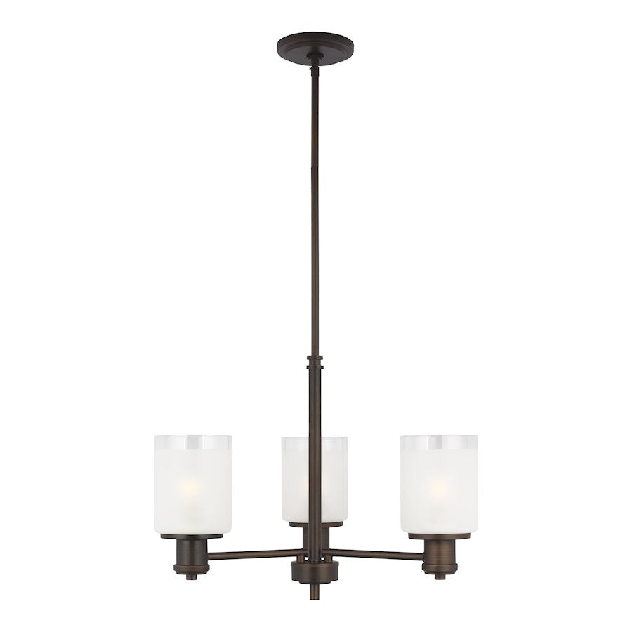 Sea Gull Norwood 3 Light Chandelier, Burnt Sienna/Clear Satin - 3139803-710