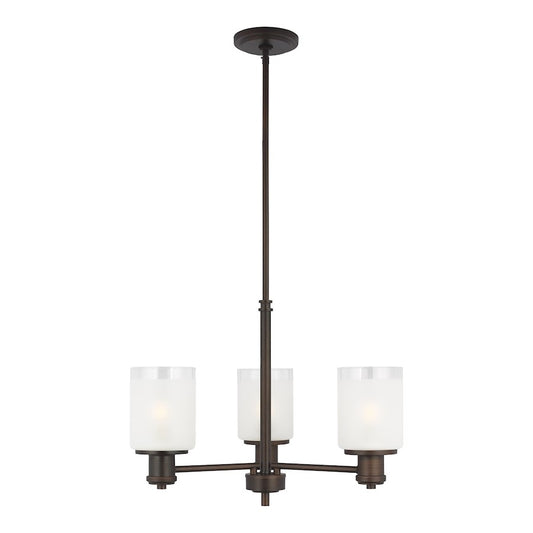 Sea Gull Norwood 3 Light Chandelier, Burnt Sienna/Clear Satin - 3139803-710