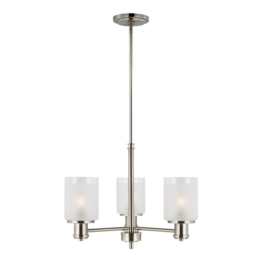 Sea Gull Norwood 3 Light Chandelier, Nickel/Clear Satin - 3139803-962