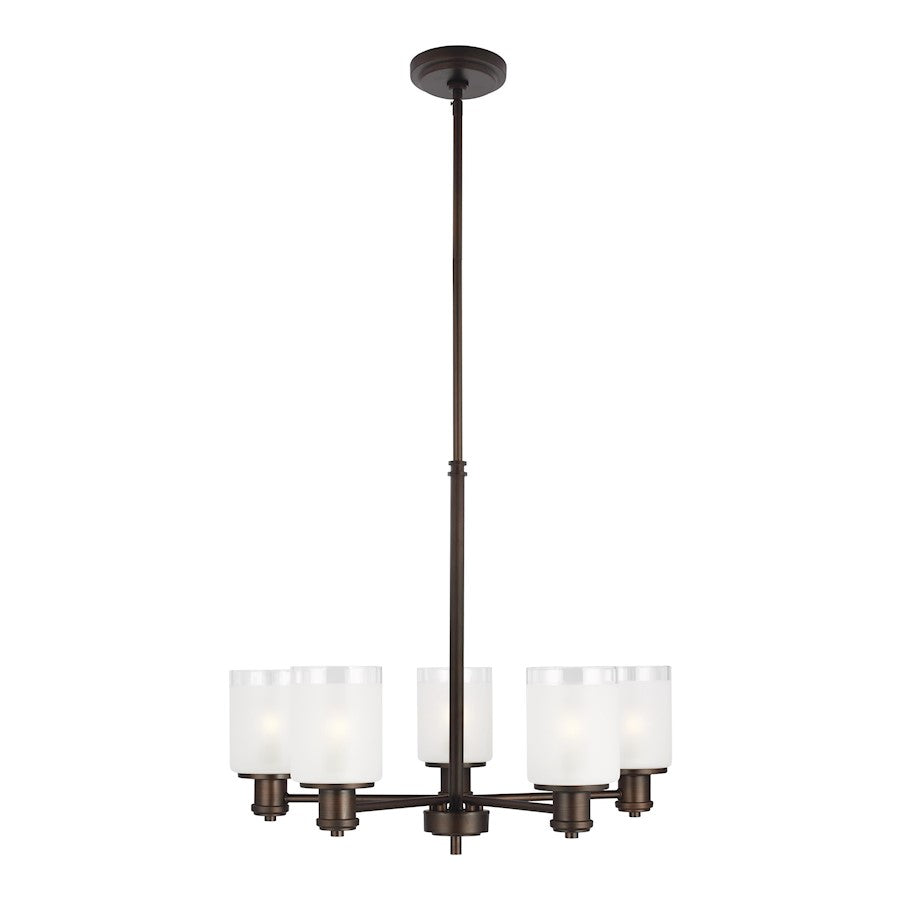 Sea Gull Norwood 5 Light Chandelier, Burnt Sienna/Clear Satin - 3139805-710