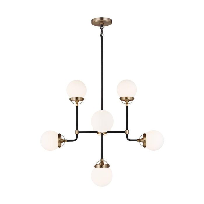 Sea Gull Lighting Cafe 8 LT Small Chandelier, Brass/Etched/White - 3187908-848