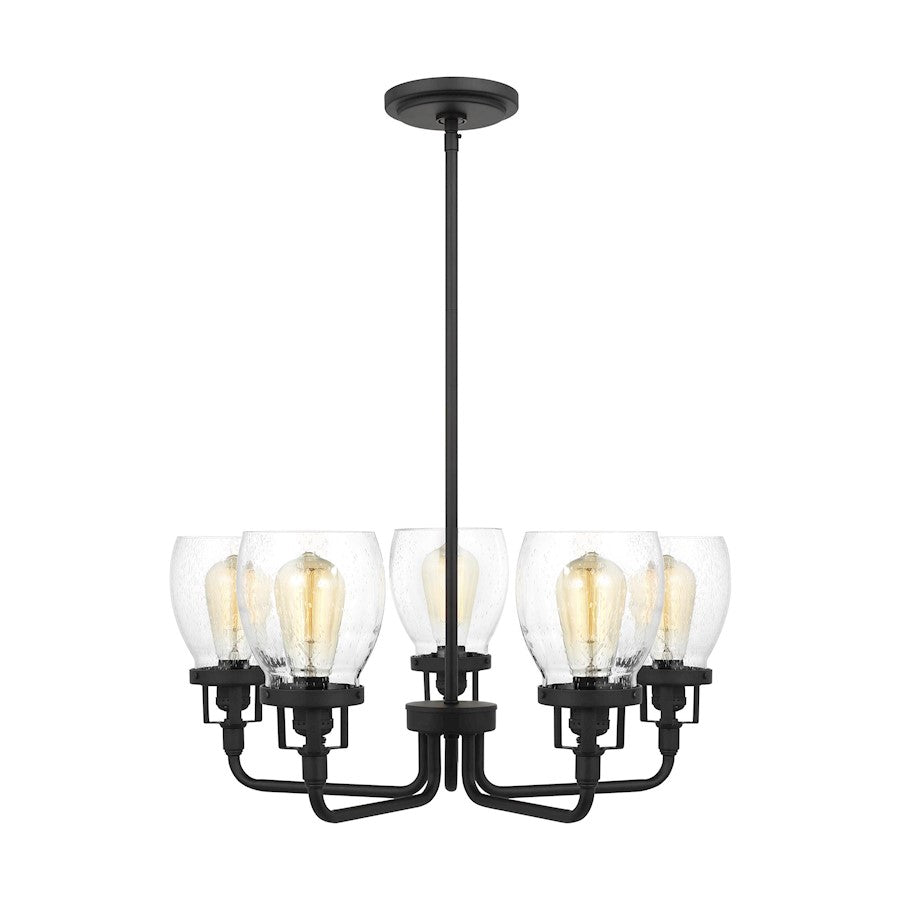 Sea Gull Belton 5 Light 48" Chandelier, Black/Clear Seeded - 3214505-112