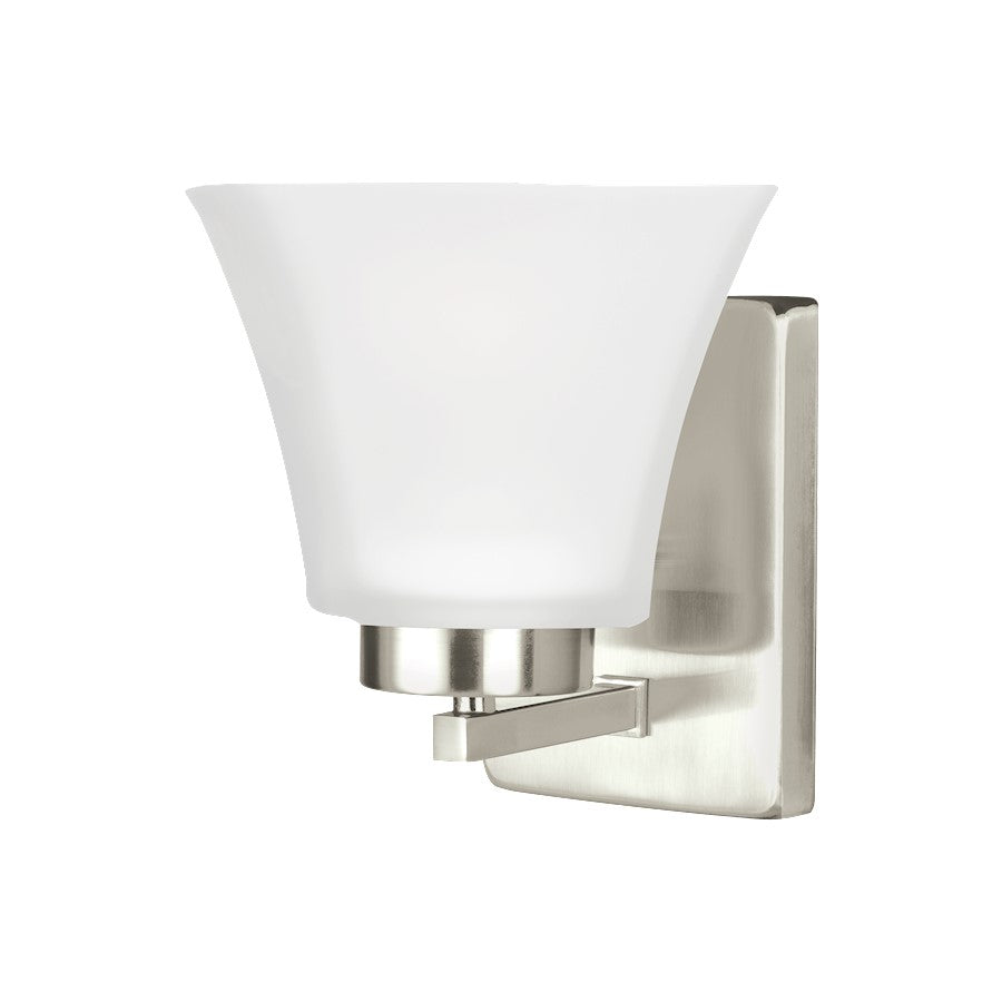 Sea Gull Lighting Bayfield 1 Light Wall/Bath Sconce, Nickel/Etched - 4111601-962