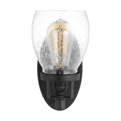 Sea Gull Lighting Belton 1 Light Sconce, Black/Clear Seeded - 4114501-112