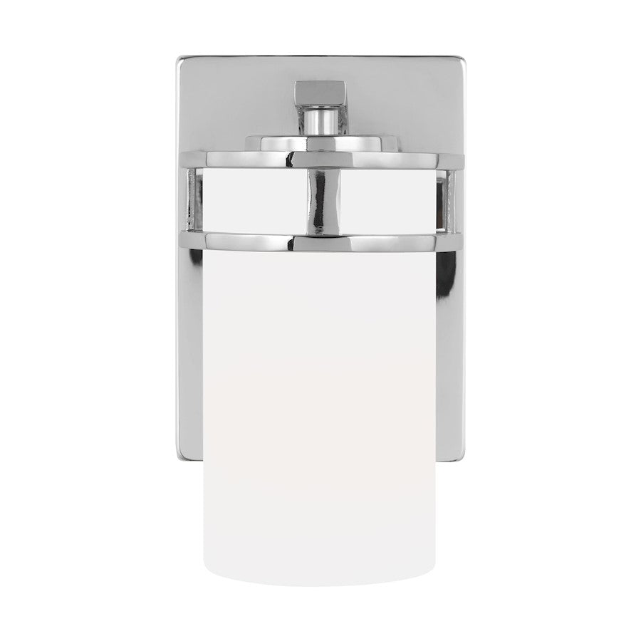 Sea Gull Robie 1 Light Wall/Bath Sconce, Chrome/Etched/White Inside - 4121601-05