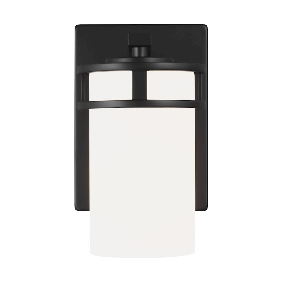 Sea Gull Robie 1 Light Wall/Bath Sconce, Midnight Black/White - 4121601-112